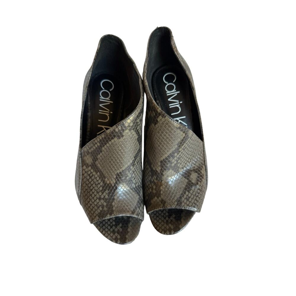 Calvin Klein Shoes Womens 9.5 Natassia Ankle Bootie Stiletto Heel 4" Snakeskin